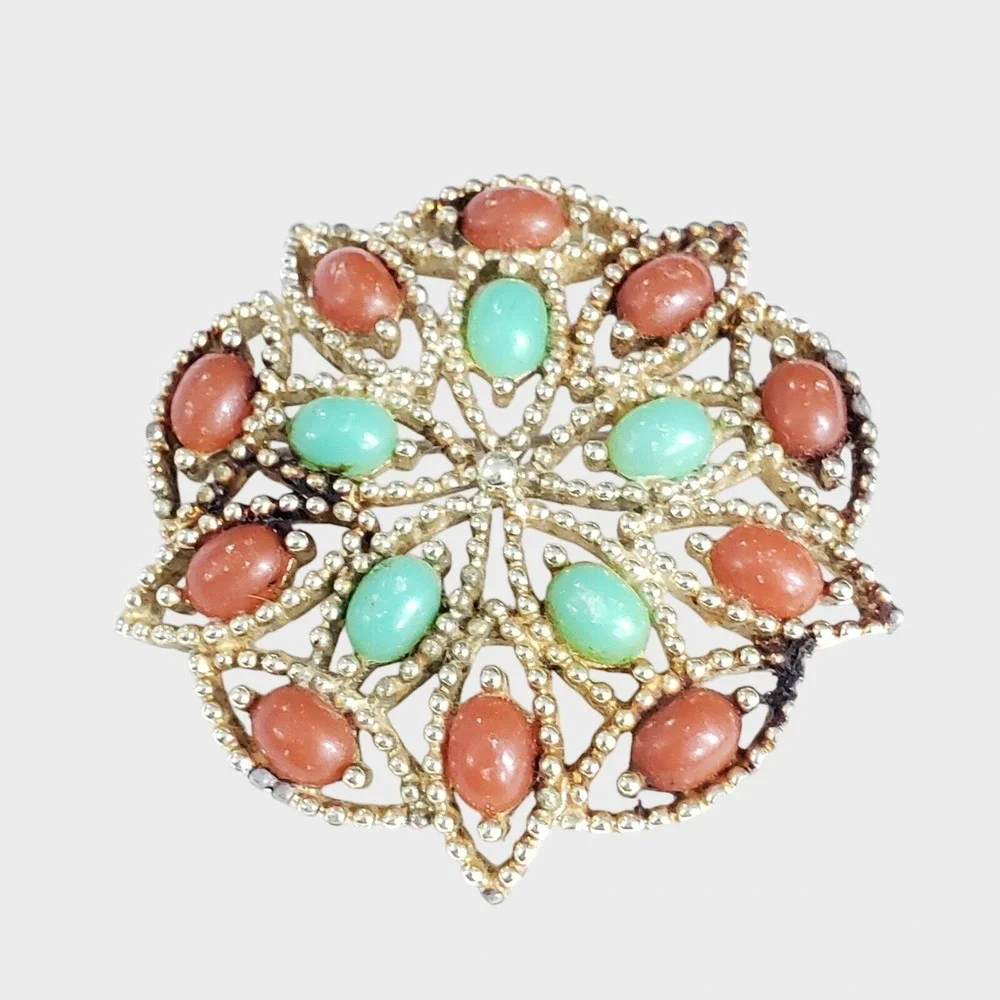 Vintage Sarah Coventry Colorful‎ Boho Brooch Pin 2